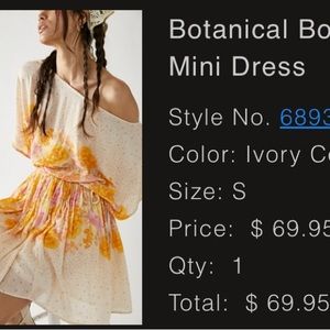 Free People Botanical Borders Mini Dress size S